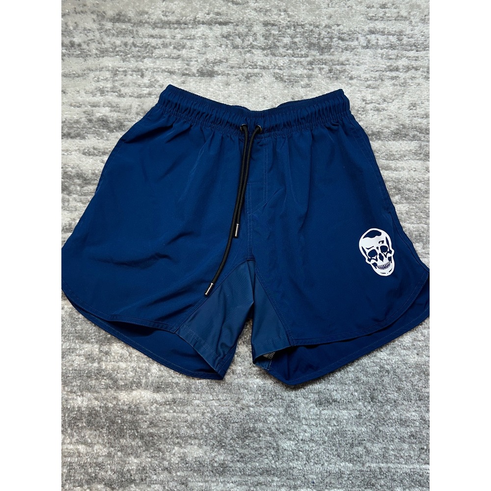 Gymreapers Shorts‎ Womens Small Blue Skull Logo Gym Training Athletic Workout